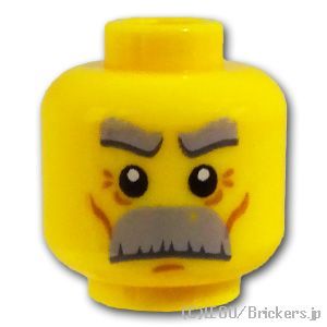 LEGO® パーツ 4623928 ミニフィグ デュアルヘッド - マスタッシュ爺さんの訝しむ顔 / ダンディ顔：[Yellow / イエロー] 3626pb0579-024 