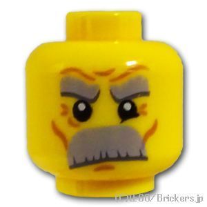 LEGO® パーツ 4623928 ミニフィグ デュアルヘッド - マスタッシュ爺さんの訝しむ顔 / ダンディ顔：[Yellow / イエロー] 3626pb0579-024 