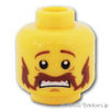 ミニフィグ ヘッド - マトンチョップ髭の驚き顔：[Yellow / イエロー]