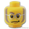 ミニフィグ ヘッド - もみあげとメガネの妙案を思いついた顔：[Yellow / イエロー]