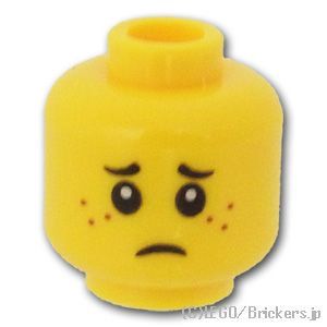 LEGO® パーツ 4623416/6039464 ミニフィグ デュアルヘッド - そばかす笑顔 / 心配そうな顔：[Yellow / イエロー] 3626pb0595-024 