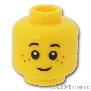 LEGO® パーツ 4623416/6039464 ミニフィグ デュアルヘッド - そばかす笑顔 / 心配そうな顔：[Yellow / イエロー] 3626pb0595-024 