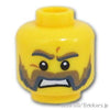 ミニフィグ ヘッド - マトンチョップ髭の力み顔：[Yellow / イエロー]