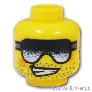 LEGO® パーツ 6005363/6022471 ミニフィグ デュアルヘッド - 傷だらけの顔 / サングラスのニヤリ：[Yellow / イエロー] 3626pb0750-024 