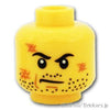 ミニフィグ デュアルヘッド - 傷だらけの顔 / サングラスのニヤリ：[Yellow / イエロー]