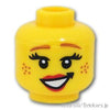ミニフィグ ヘッド - そばかすスマイルの女性：[Yellow / イエロー]