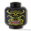 ミニフィグ ヘッド - 黒顔に黄色の顔化粧をした怒り顔：[Black / ブラック]
