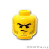 ミニフィグ ヘッド - 黒い眉毛と無精ひげの怒り顔：[Yellow / イエロー]