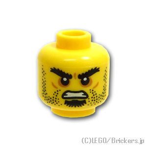 LEGO® パーツ 6038472 ミニフィグ デュアルヘッド - あごひげと無精ひげとふさふさ眉毛：[Yellow / イエロー] 3626pb0979-024 
