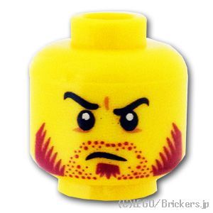LEGO® パーツ 6038471/6062939 ミニフィグ デュアルヘッド - 無精ひげのにやにや顔 / 不機嫌な顔：[Yellow / イエロー] 3626pb0995-024 