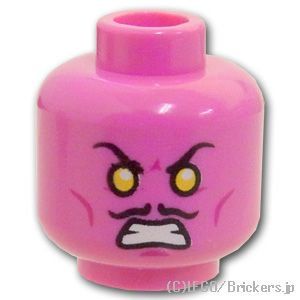 LEGO® パーツ 6102143 ミニフィグ デュアルヘッド -オレンジ目と口ひげの顔 / 怒った顔：[Dark Pink / ダークピンク] 3626pb1269-221 