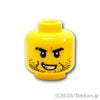 ミニフィグ ヘッド - 無精ひげと右眉毛のキズ：[Yellow / イエロー]