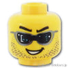 ミニフィグ デュアルヘッド -サングラスの無精ひげ笑顔 / 凛々しい顔：[Yellow / イエロー]