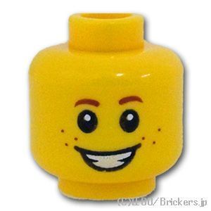 LEGO® パーツ 6121896 ミニフィグ デュアルヘッド - そばかす笑顔 / 自慢の変顔：[Yellow / イエロー] 3626pb1349-024 