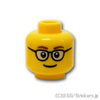ミニフィグ ヘッド - ラウンドボトム眼鏡のスマイル：[Yellow / イエロー]