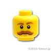 ミニフィグ ヘッド - ブラウン眉毛とカールした口ひげ：[Yellow / イエロー]