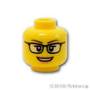 ミニフィグ ヘッド - ピーチリップと眼鏡の笑顔：[Yellow / イエロー]