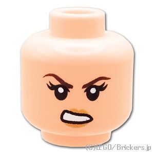 LEGO® パーツ 6163442 ミニフィグ デュアルヘッド - 片えくぼのすまし顔 / 怒り顔：[Light Nougat / ライトヌガー] 3626pb1657-283 