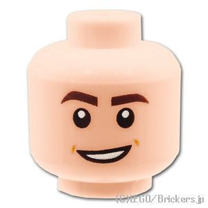 LEGO® パーツ 6192037 ミニフィグ デュアルヘッド - キリリスマイル / 呆然とした顔：[Light Nougat / ライトヌガー] 3626pb1794-283 
