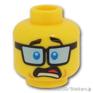 LEGO® パーツ 6182305 ミニフィグ デュアルヘッド - 薄青の眼鏡のスマイル / 恐れ顔：[Yellow / イエロー] 3626pb1841-024 
