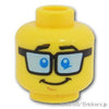 ミニフィグ デュアルヘッド  - 薄青の眼鏡のスマイル / 恐れ顔：[Yellow / イエロー]