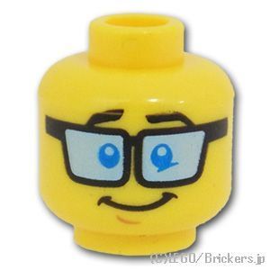 LEGO® パーツ 6182305 ミニフィグ デュアルヘッド - 薄青の眼鏡のスマイル / 恐れ顔：[Yellow / イエロー] 3626pb1841-024 