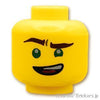 ミニフィグ ヘッド - 緑の目をしたにやり顔：[Yellow / イエロー]