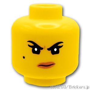 LEGO® パーツ 6192332 ミニフィグ デュアルヘッド - 自信に満ちたニャー / キリリ顔のニャー：[Yellow / イエロー] 3626pb1888-024 