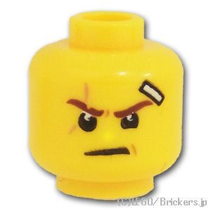LEGO® パーツ 6190411 ミニフィグ デュアルヘッド - カイのテヘへ笑顔 / キリリ顔：[Yellow / イエロー] 3626pb1889-024 