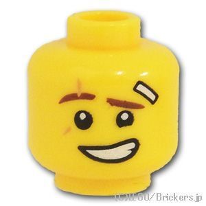 LEGO® パーツ 6190411 ミニフィグ デュアルヘッド - カイのテヘへ笑顔 / キリリ顔：[Yellow / イエロー] 3626pb1889-024 