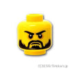 ミニフィグ ヘッド - 黒い眉毛とひげの怒り顔：[Yellow / イエロー]