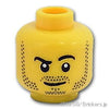 ミニフィグ ヘッド - 無精ひげと片眉上げ：[Yellow / イエロー]