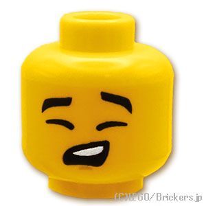 LEGO® パーツ 6215170 ミニフィグ デュアルヘッド - 満面の笑み / 目を閉じた困り顔：[Yellow / イエロー] 3626pb1974-024 
