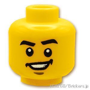 LEGO® パーツ 6215170 ミニフィグ デュアルヘッド - 満面の笑み / 目を閉じた困り顔：[Yellow / イエロー] 3626pb1974-024 