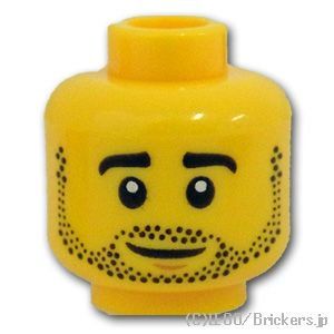 LEGO® パーツ 6224208 ミニフィグ デュアルヘッド - 無精ひげの笑顔 / ヤレヤレの顔：[Yellow / イエロー] 3626pb2143-024 