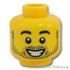 ミニフィグ デュアルヘッド - 無精ひげの笑顔 / ヤレヤレの顔：[Yellow / イエロー]
