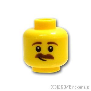 LEGO® パーツ 6226749 ミニフィグ デュアルヘッド - ブラウン眉毛と口ひげの大笑い / ニヤリ顔：[Yellow / イエロー] 3626pb2148-024 