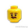 ミニフィグ デュアルヘッド - ブラウン眉毛と口ひげの大笑い / ニヤリ顔：[Yellow / イエロー]