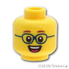 ミニフィグ ヘッド - メガネをかけた笑顔パターン：[Yellow / イエロー]