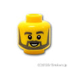 ミニフィグ ヘッド - ダークグレーのラウンドひげの笑顔：[Yellow / イエロー]