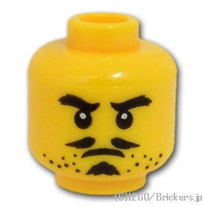 LEGO® パーツ 6228847 ミニフィグ デュアルヘッド - スマイル / キリリ顔のちょびひげのおじさん：[Yellow / イエロー] 3626pb2205-024 