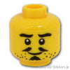 ミニフィグ デュアルヘッド - スマイル / キリリ顔のちょびひげのおじさん：[Yellow / イエロー]