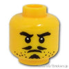 ミニフィグ デュアルヘッド - スマイル / キリリ顔のちょびひげのおじさん：[Yellow / イエロー]