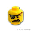 ミニフィグ ヘッド - シルバーアイパッチと無精ひげ(ロボひげ)：[Yellow / イエロー]