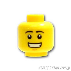 LEGO® パーツ 6256543 ミニフィグ デュアルヘッド - 黒い眉毛のニヤリ顔 / スマイル：[Yellow / イエロー] 3626pb2308-024 