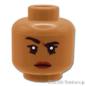 LEGO® パーツ 6270592 ミニフィグ デュアルヘッド - 片口角上げの蔑み顔 / 片眉上げの怪訝顔：[Md,Nougat / ミディアムヌガー] 3626pb2362-137 