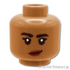 ミニフィグ デュアルヘッド - 片口角上げの蔑み顔 / 片眉上げの怪訝顔：[Md,Nougat / ミディアムヌガー]