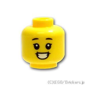 LEGO® パーツ 6270397 ミニフィグ デュアルヘッド - 黒い眉毛の太った顔の大笑い / スマイル：[Yellow / イエロー] 3626pb2380-024 