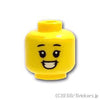 ミニフィグ デュアルヘッド - 黒い眉毛の太った顔の大笑い / スマイル：[Yellow / イエロー]