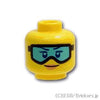 ミニフィグ デュアルヘッド - ライトブルーゴーグルのニヤリ顔 / 汚れた顔：[Yellow / イエロー]